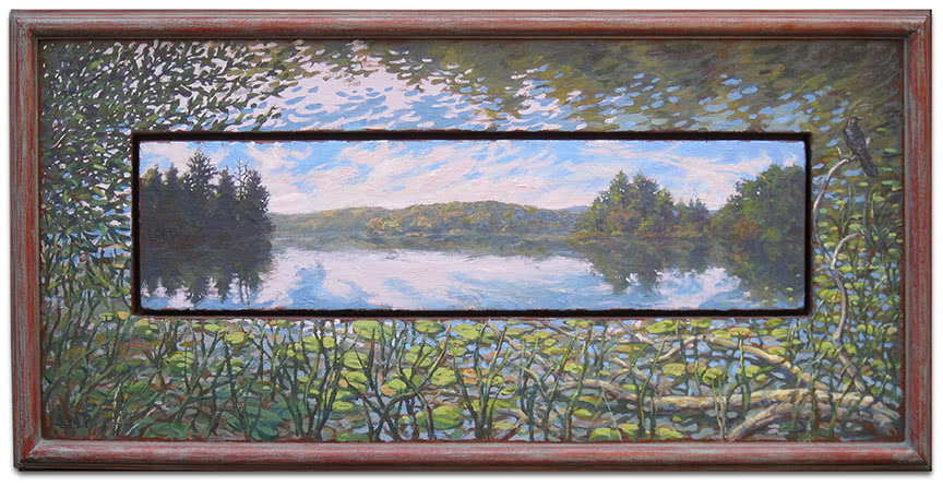 Kenoza Lake landscape painting by Louis N. Pontone