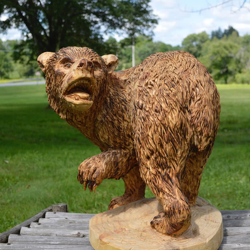 BEAR - carved wooden sculpture by Paul Stark