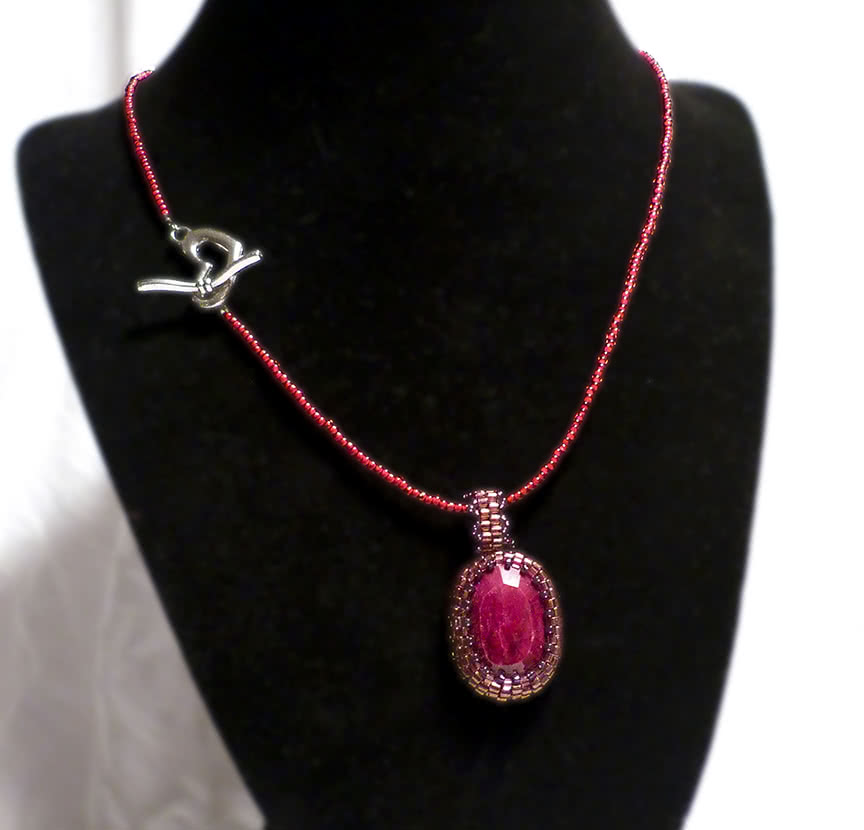 Heart's Jewel Red Ruby Cabachon necklace by Tamara D'Antoni